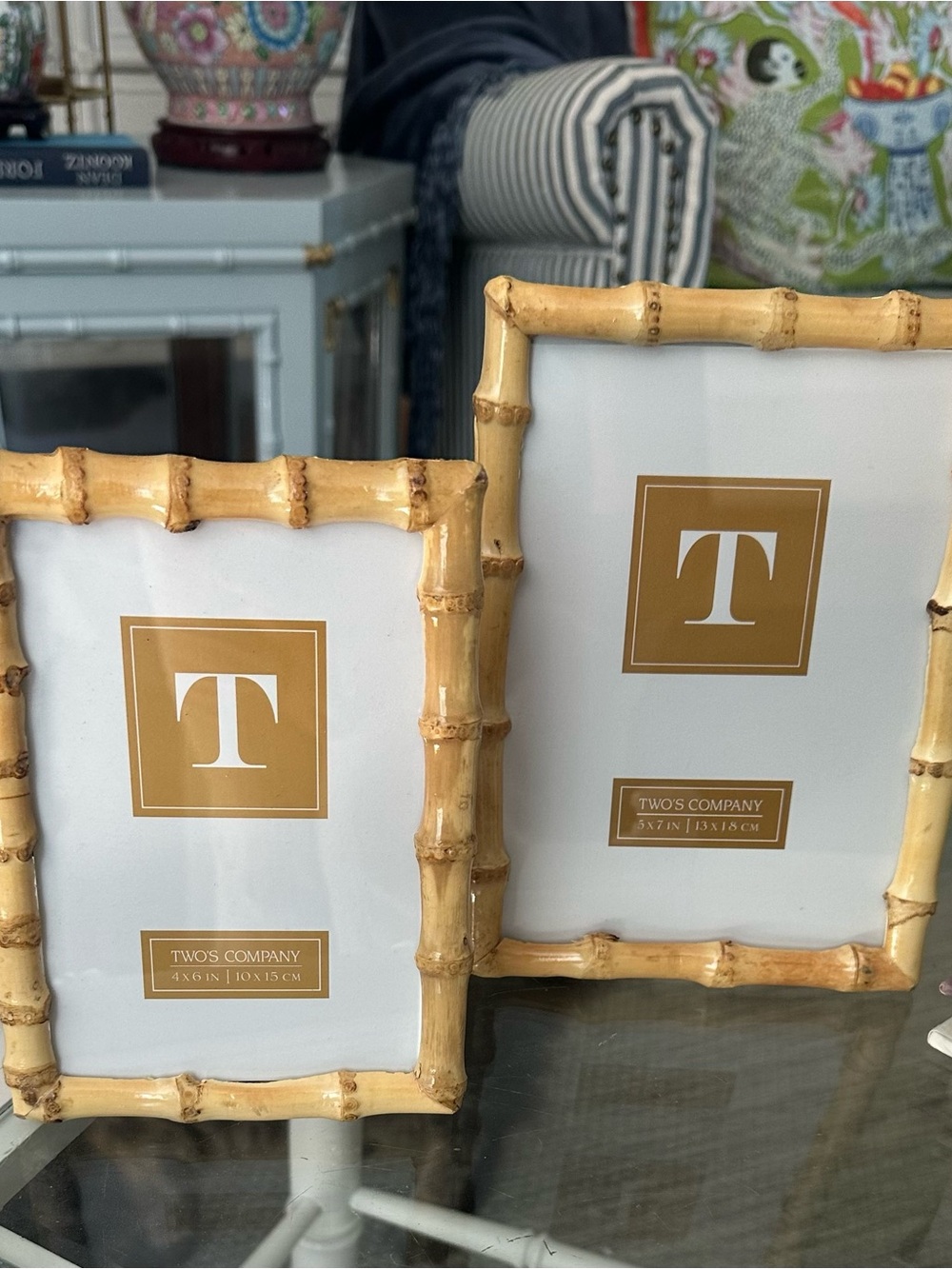 Two's Company Bamboo-Style Picture Frames 4x6 & 5x7